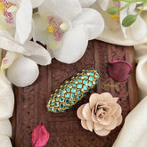 Vriksham Silk Thread Kundan Saree Pin-Aqua Green-H995